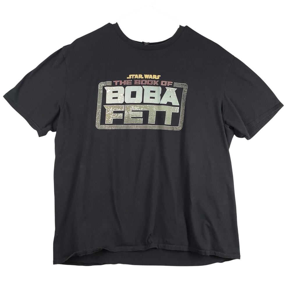 Star Wars Sz XL Graphic Tee Black The Book‎ Of Boba Fett 100% Cotton Nerdy Space
